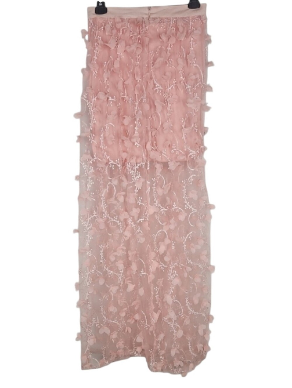 Coquette 3D Floral Applique Skirt Mesh Overlay Pink Fairy Garden Party Romantic - Picture 4 of 7